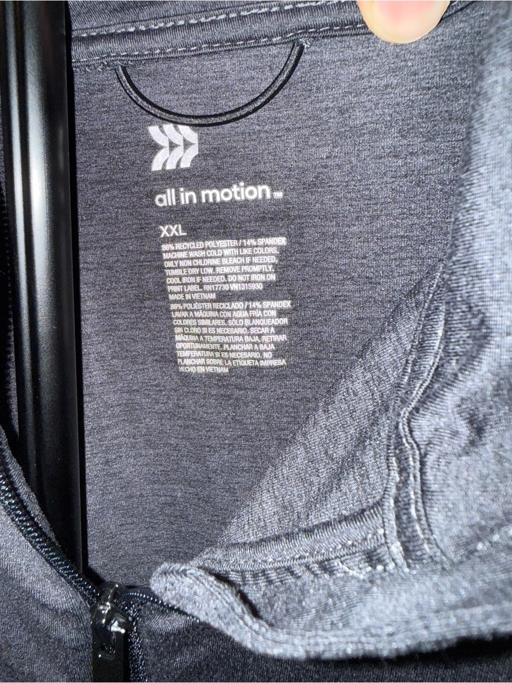 All in Motion Black Heather Full-Zip XXL - Picture 2 of 3